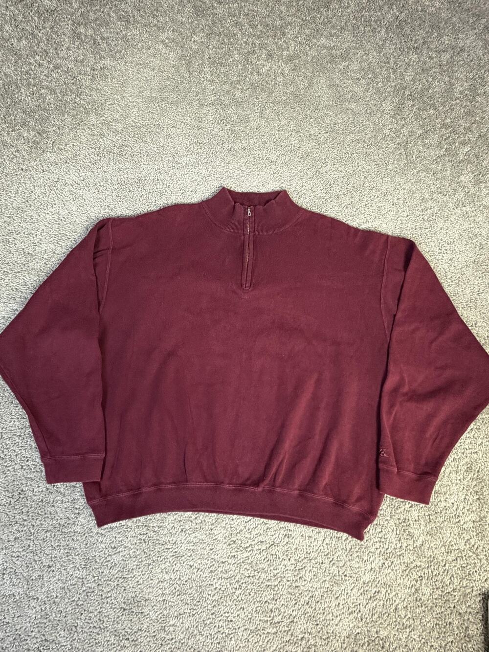 Cutter & Buck Sweater Mens XL Red 1/4 Zip Mock Neck Cotton Tight-Knit Pullover
